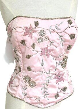 JASDEE Vintage Bustier Corset Hand Work Beaded Embroidery On Satin Style F3155